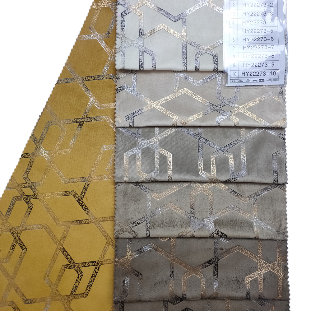 Creatief geometrisch patroon Goudfolie Print Holland Velvet Sofa Furniture Fabric