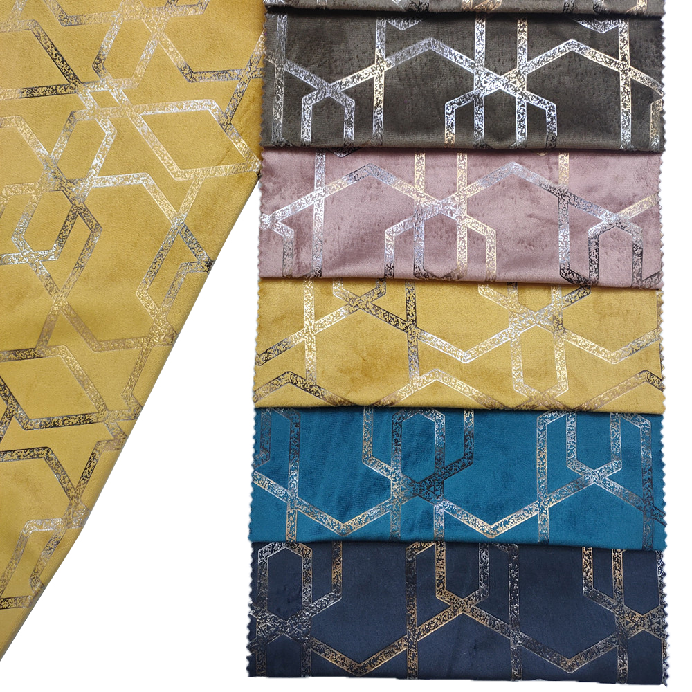 Creatief geometrisch patroon Goudfolie Print Holland Velvet Sofa Furniture Fabric